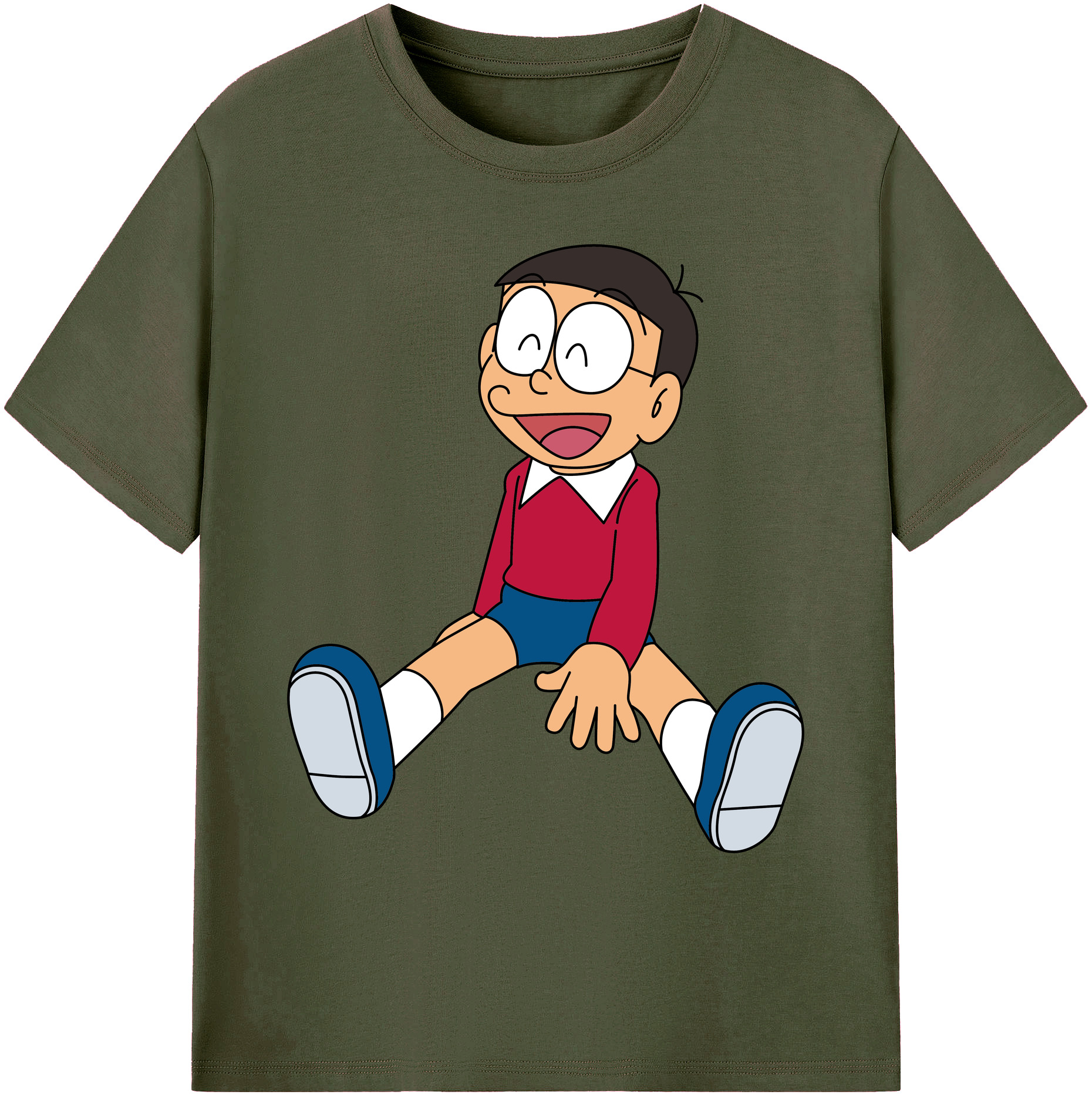 （画像用） ドラえもん 野比 のび太 Doraemon Nobita Nobi 綿100％ メンズ半袖Tシャツ｜肌触りやわらか＆通気性